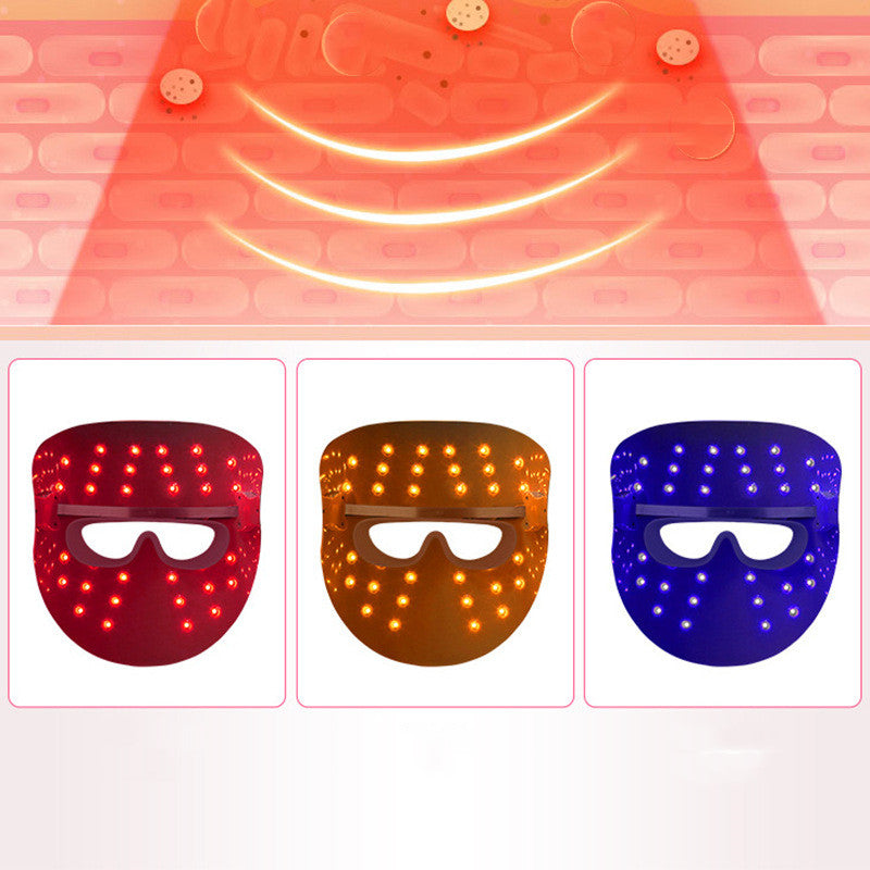 LED Beauty Mask Three Color Photon Rejuvenation Device Rechargeable