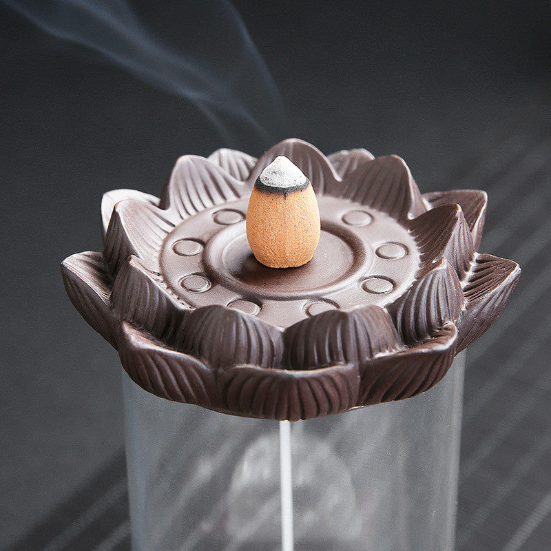 Creative Indoor Desktop Handmade Ceramic Ornament Windproof Backflow Incense Burner Buddhist Aromatherapy Stove