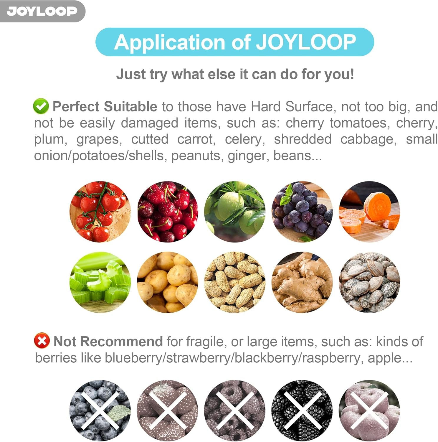 Fruit Cleaner Spinner JOYLOOP, Large Fruit Washer Spinner, Fruit Cleaner Spinner with Fruit Washer Bowl, Vegetable Fruit Spinner Washer,Fruit and Vegetable Scrubber
