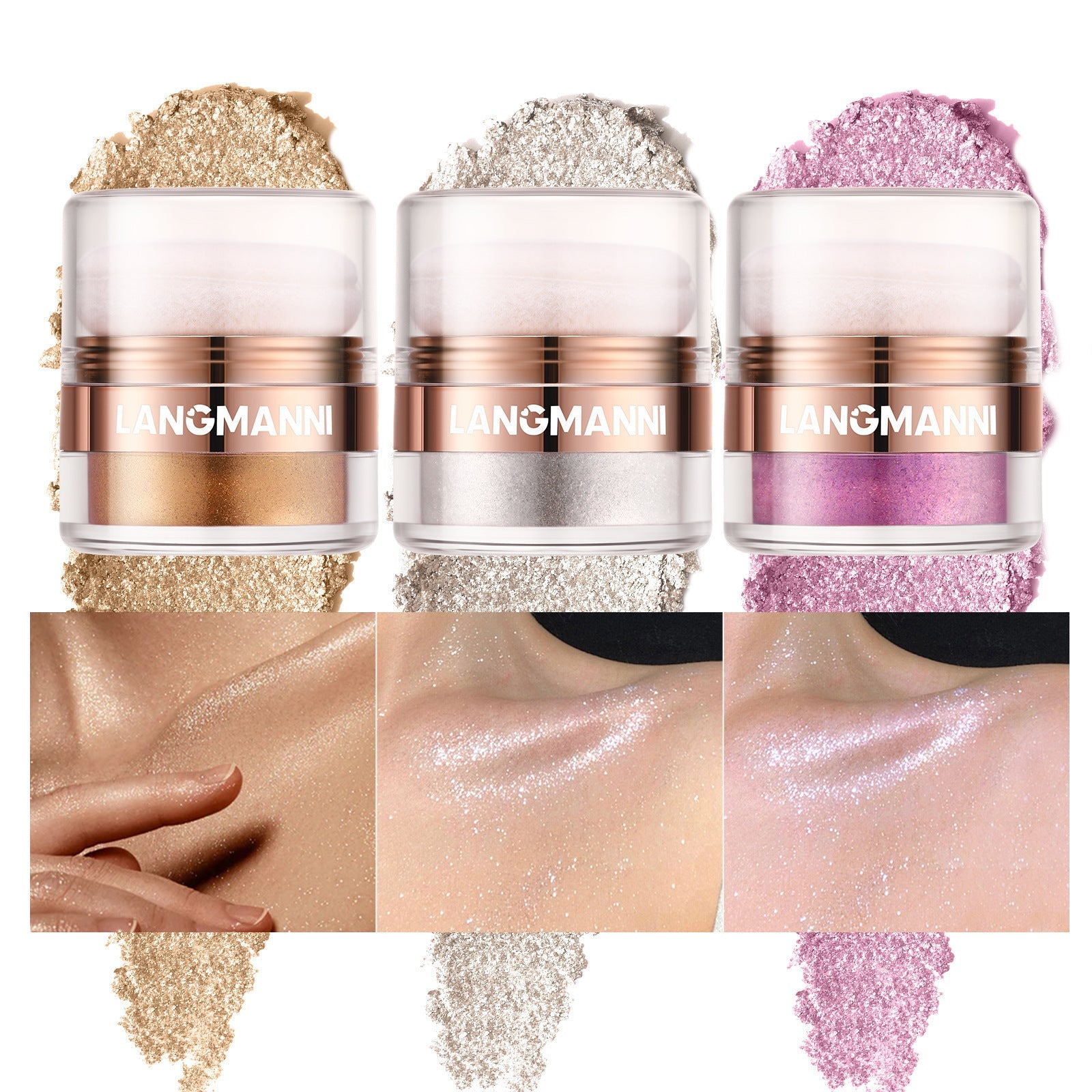 Highlight Face Powder Pat Face Body Blush Shading Powder