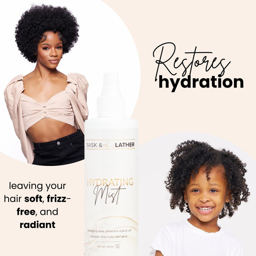 Hydrating Hair Mist, Leave-In Conditioner, Itchy Scalp Relief, Detangler, Curl Definer, Aloe Vera, Avocado Oil, for All Hair Types, 8 Oz