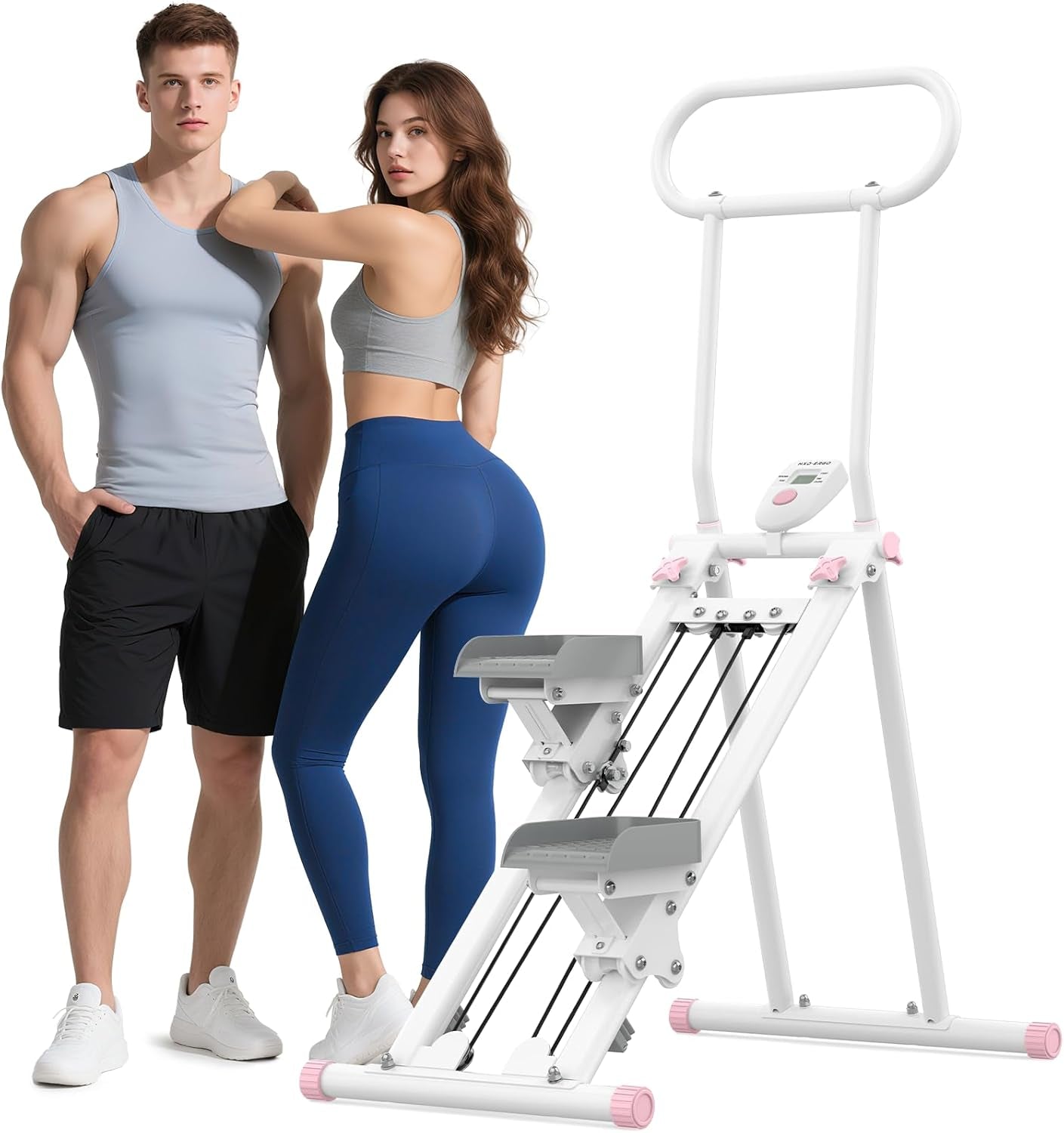 Stair Stepper for Home, New Version 6 Adjustable Resistance Vertical Climber Cardio Exercise Machine, Folding Stair Climber for Full Body Workout with Adjustable Handlebar