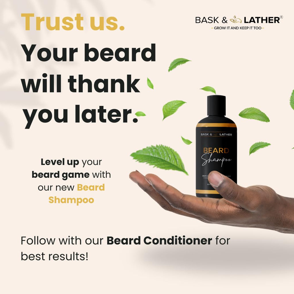 Beard Shampoo for Men, Beard Wash Gently Deep Cleans and Removes Buildup for All Hair Types, Conditioning & Hydrating Beard Care with Natural Ingredients, Sulfate Free, 6 Fl Oz