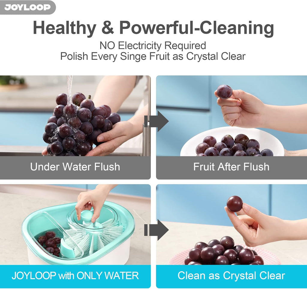 Fruit Cleaner Spinner JOYLOOP, Large Fruit Washer Spinner, Fruit Cleaner Spinner with Fruit Washer Bowl, Vegetable Fruit Spinner Washer,Fruit and Vegetable Scrubber
