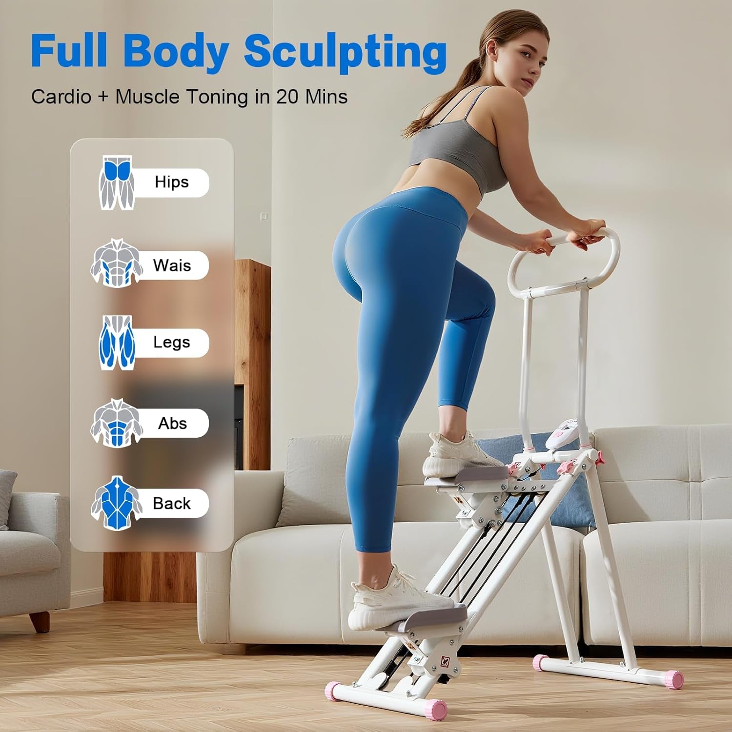 Stair Stepper for Home, New Version 6 Adjustable Resistance Vertical Climber Cardio Exercise Machine, Folding Stair Climber for Full Body Workout with Adjustable Handlebar
