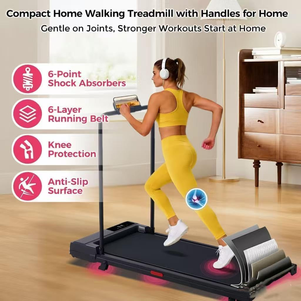 Walking Pad with Handle Bar, 2026 Upgrade Small Walking Pad Treadmill with Incline, 3.0HP Portable Treadmill with Handles for Home Small, 0.6-7.6MPH, 350LBS