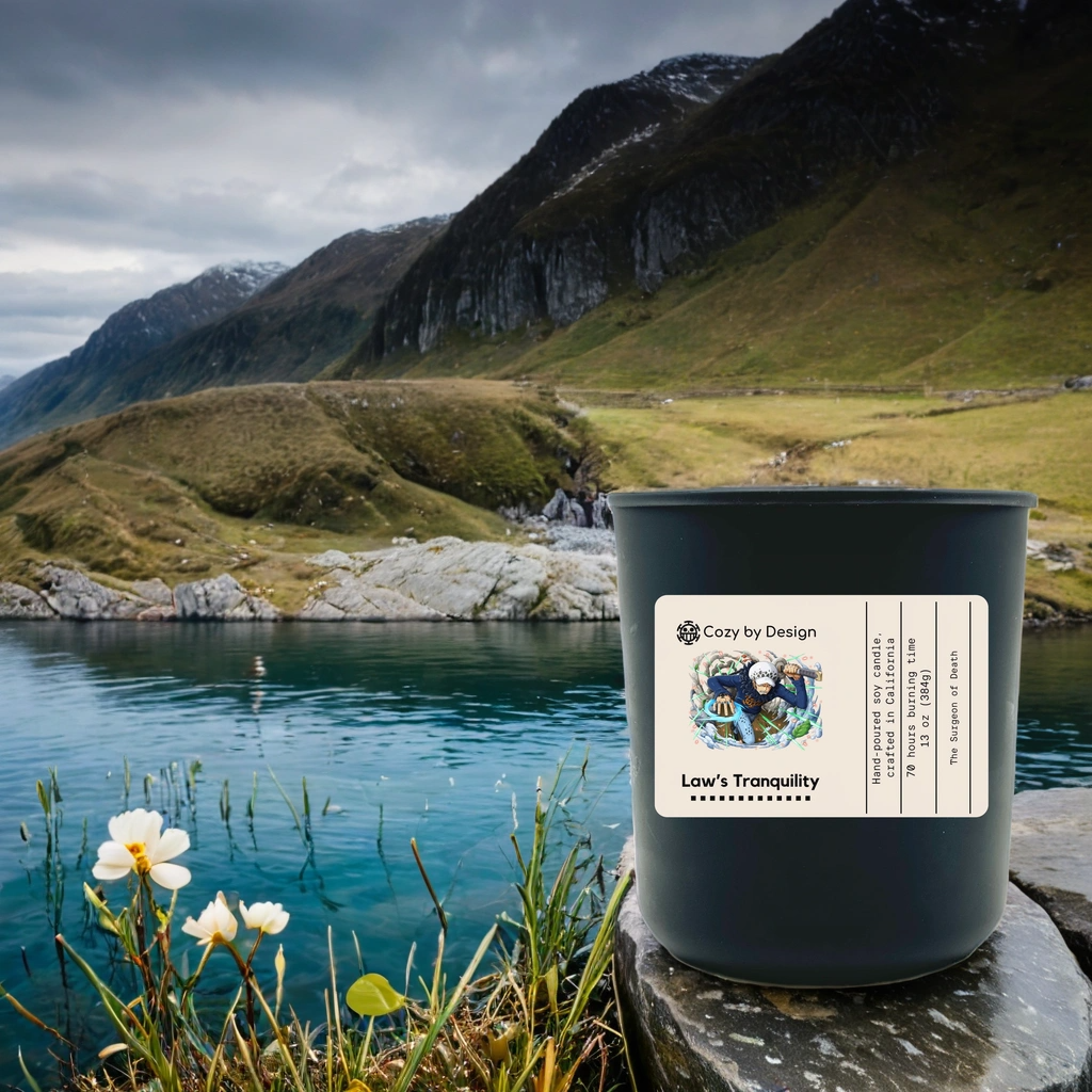 Law Inspired Anime Candle - Sea Salt & Amber Scented Candle - One Piece Gifts