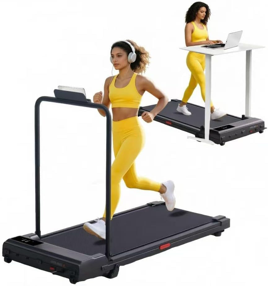 Walking Pad with Handle Bar, 2026 Upgrade Small Walking Pad Treadmill with Incline, 3.0HP Portable Treadmill with Handles for Home Small, 0.6-7.6MPH, 350LBS