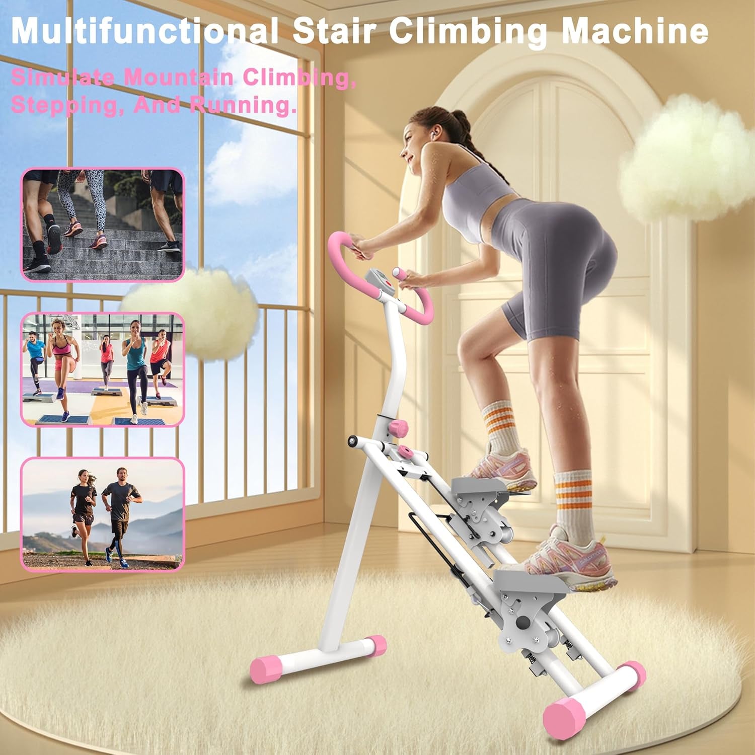 Stair Stepper for Exercise at Home, Upgrade Vertical Climber Stairmaster for Full-Body Workout, Folding Cardio Exercise Climber Steppers Machine with Adjustable Handlebar for Gym Exercise