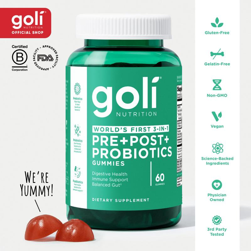 Goli Ultimate Power Wellness Trio: 3-in-1 Gummies for Stress Relief, Gut Health & Immune Support - Vegan, Gluten-Free & Non-GMO!