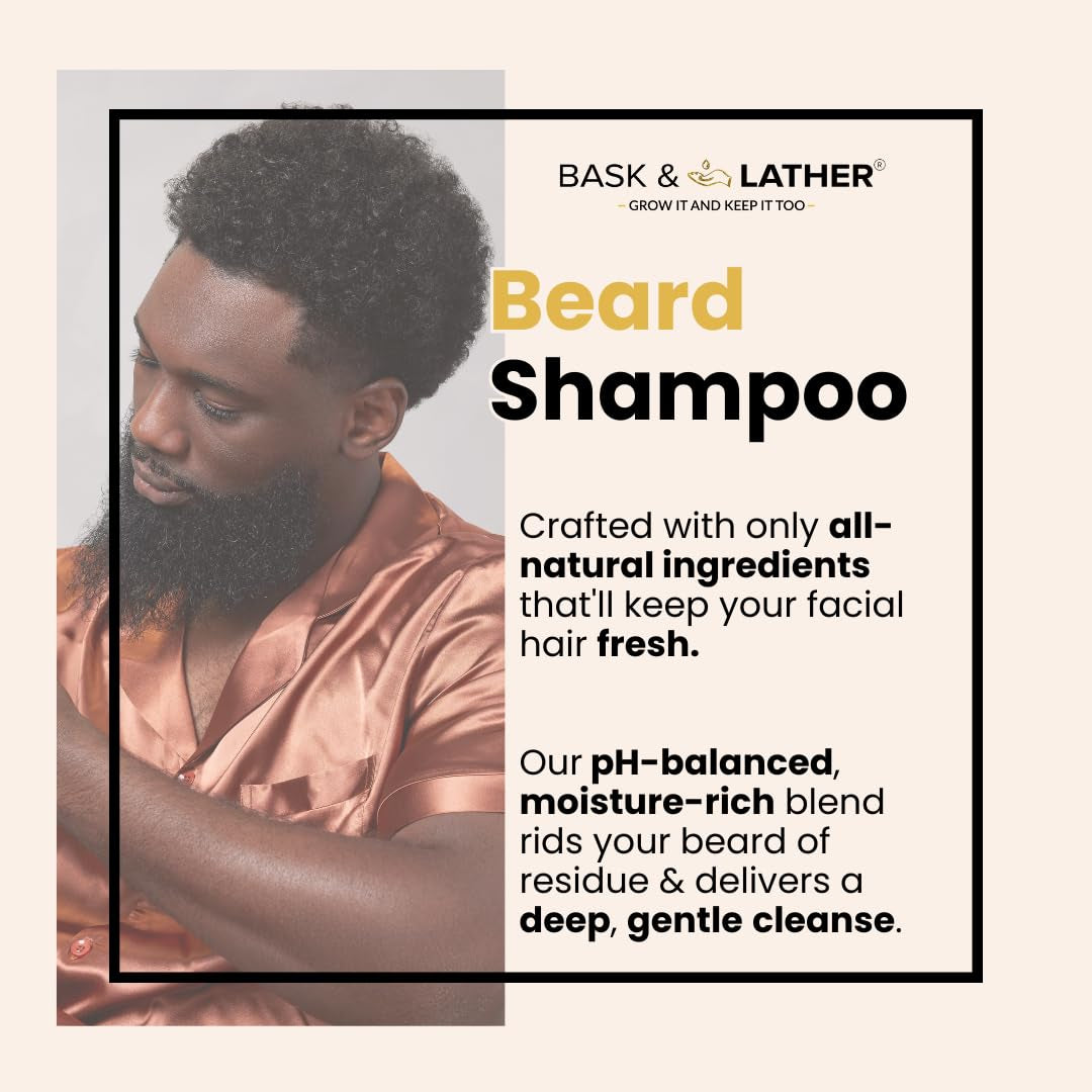 Beard Shampoo for Men, Beard Wash Gently Deep Cleans and Removes Buildup for All Hair Types, Conditioning & Hydrating Beard Care with Natural Ingredients, Sulfate Free, 6 Fl Oz