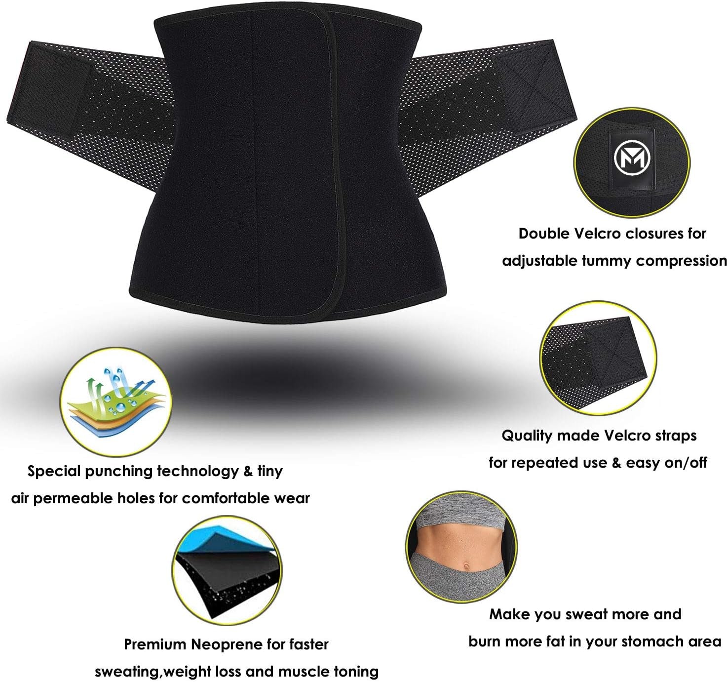 Waist Trainer Belt for Women or Men Waist Trimmer Workout Fitness Back Support Belts