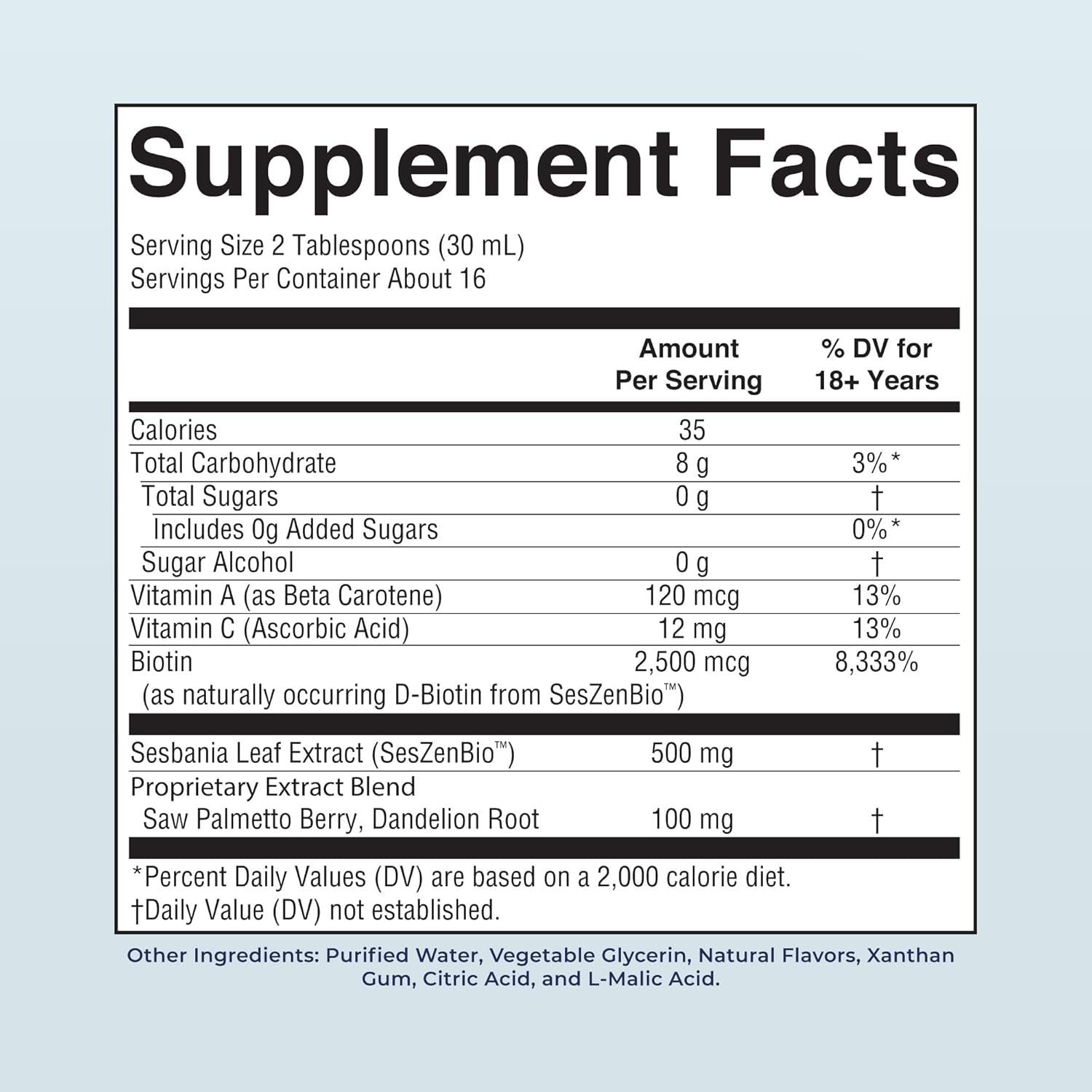 MARYRUTH'S Daily Liquid Hair Formula | with 500 Mg Seszenbio™ + 2,500 Mcg Biotin | Vitamin C | Thicker, Stronger Hair for Women | Hair, Skin, & Nail Health | Collagen Production | 16 Fl Oz