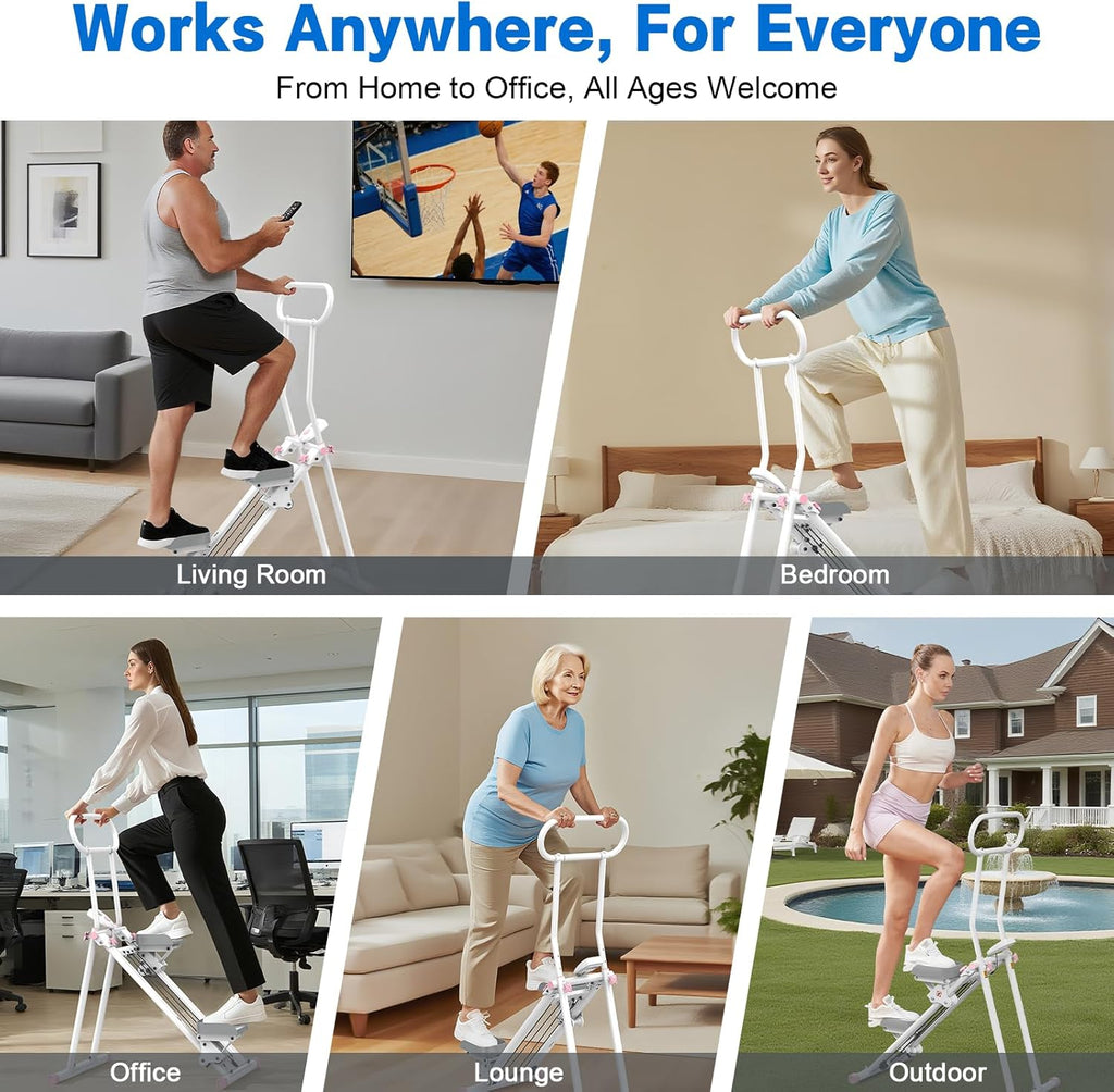 Stair Stepper for Home, New Version 6 Adjustable Resistance Vertical Climber Cardio Exercise Machine, Folding Stair Climber for Full Body Workout with Adjustable Handlebar